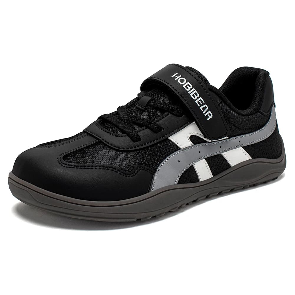 HOBIBEAR Scarpe a punta larga Ragazzi Ragazze Scarpe da ginnastica a piedi nudi Zero Drop Hook Loop Scarpe traspiranti in rete in pelle artificiale per bambini grandi