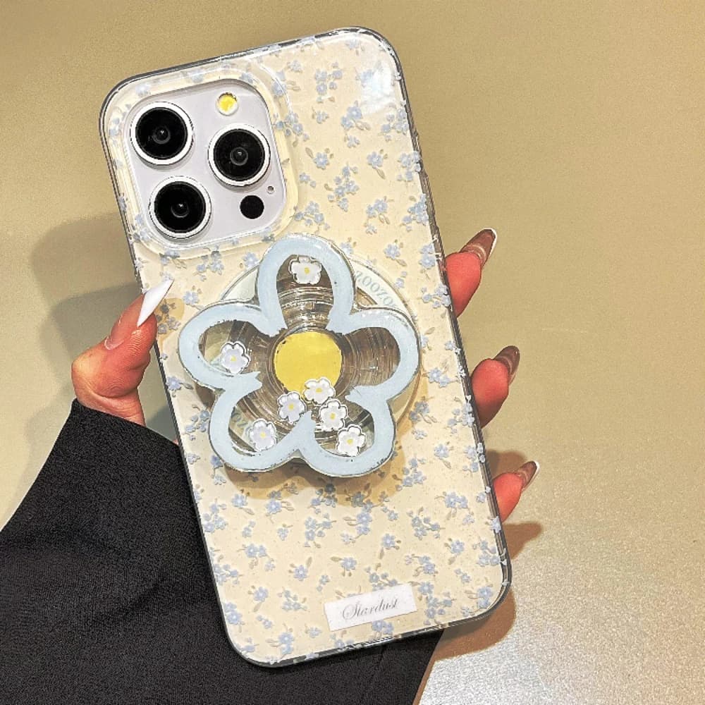 Supporto magnetico per telefono con fiore carino coreano Supporto per impugnatura Tok per iPhone 15 per accessori Magsafe