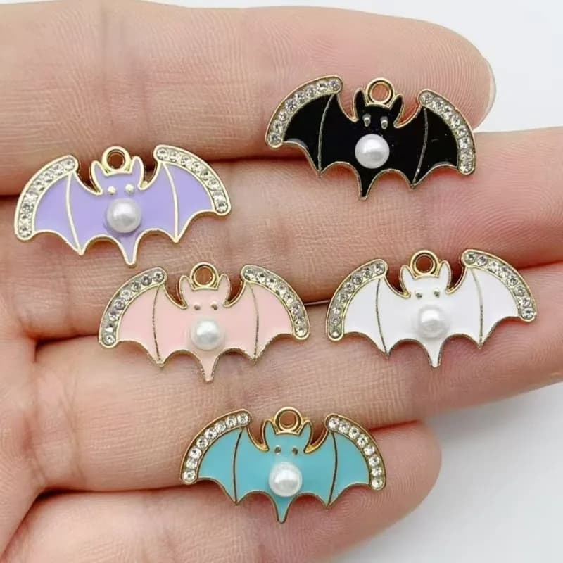 10pcs Cross border Halloween Bat Series DIY Jewelry Accessories Earrings Pendants Keychains Necklace Pendants