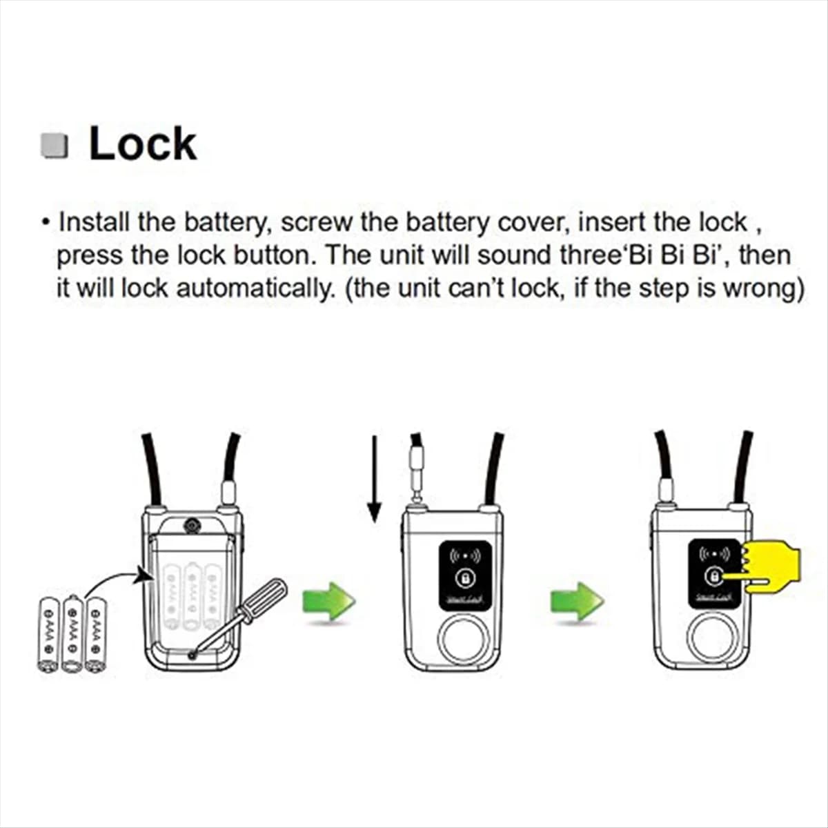ABNJ Bluetooth Smart Chain Lock Bicycle/Motor/Port/Straight Keyless with Alarm Anti-theft 110dB Phone APP Control Black