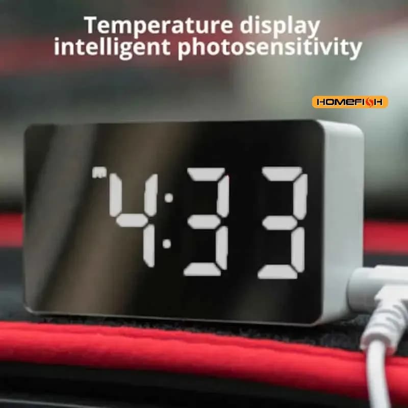 1Pc Orologio da tavolo a specchio a LED bianco Snooze Display Tempo Luce notturna Sveglia USB da tavolo Decorazioni per la casa