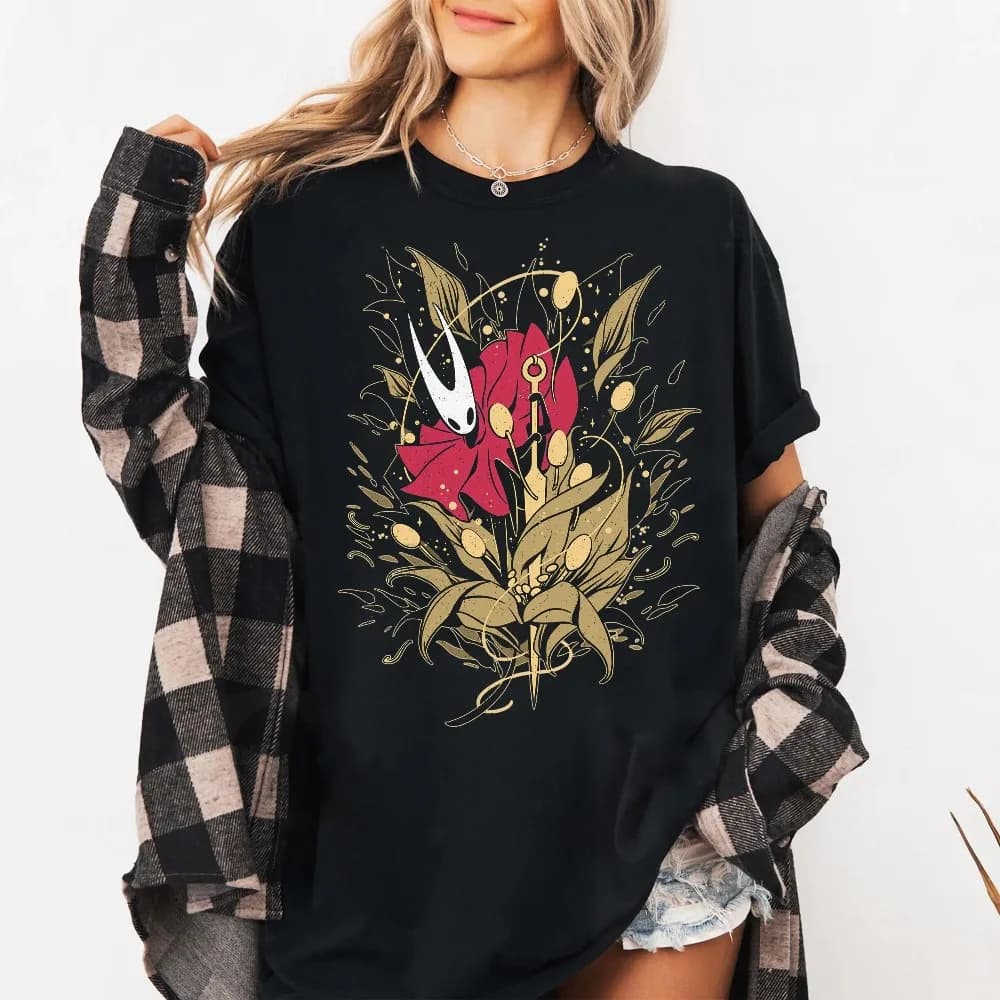 Hollow Knight Silksong Shirt Indie Game Gothic Clothing Graphic Short Sleeve Shirt Unisex Men Women All-Season