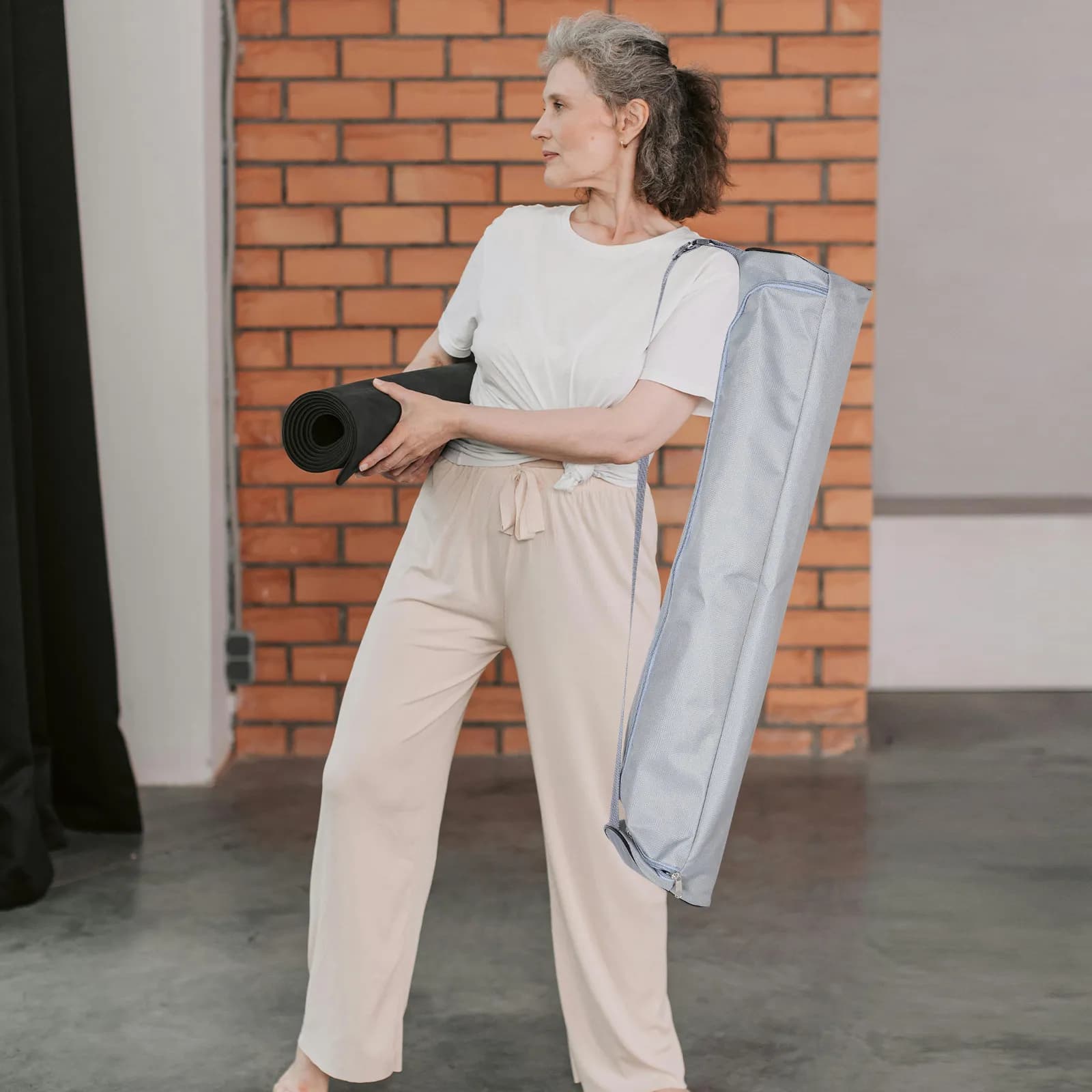 Borsa Porta Tappetino Yoga Impermeabile Pieghevole Design Compatto Tracolla Singola con Cerniera Rapida per Yoga Palestra Fitness Allenamento