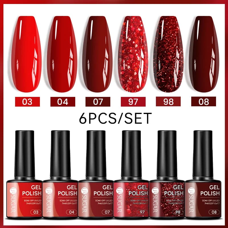 UR SUGAR 6 Pz/set 7ML Gel Smalto Per Unghie FAI DA TE Rosso Marrone Semi Permanente Soak Off UV LED Gel Vernice Nail Art Design Kit Manicure