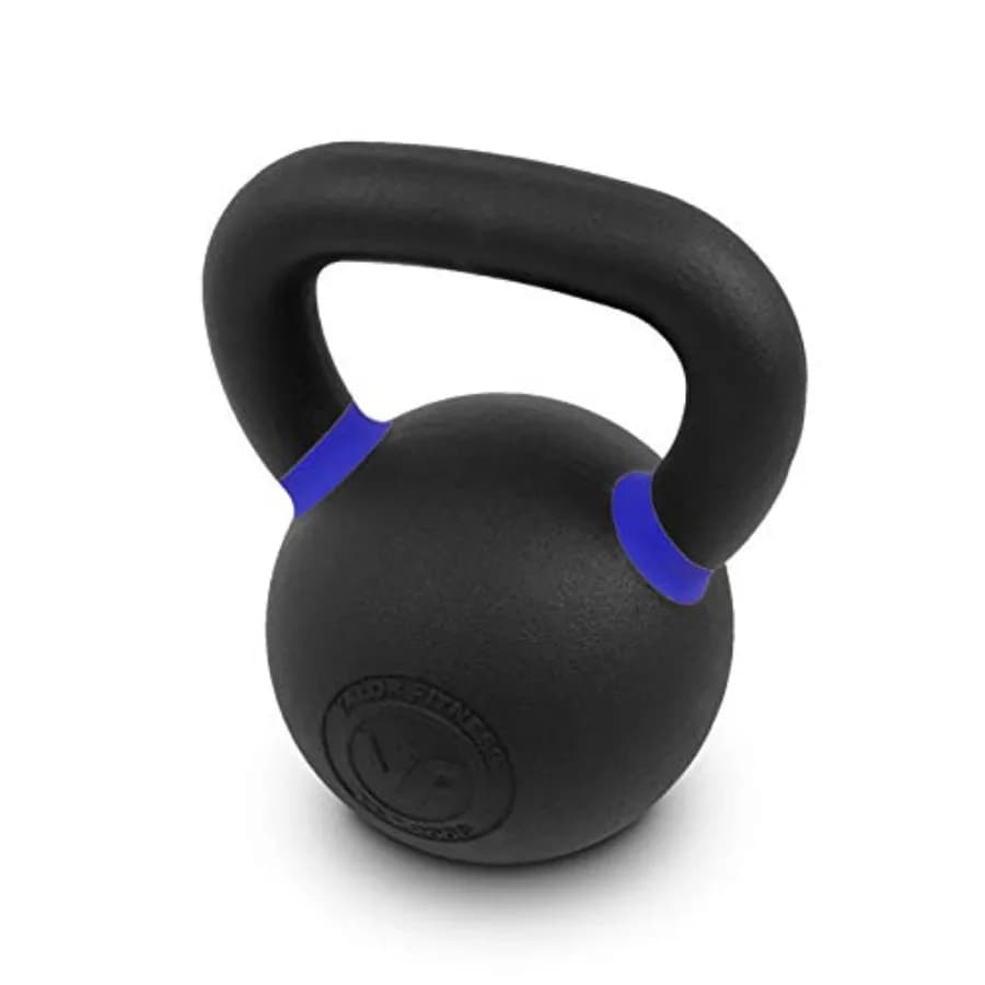 Kettlebell in Ghisa Premium Verniciati a Polvere per Allenamento di Forza in Nero con Opzioni di Peso in LB e KG
