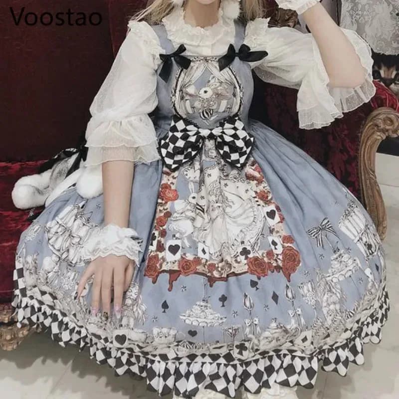 Ragazze gotiche giapponesi Vintage Funerale scuro Lolita Jsk Abito da donna Harajuku Cool senza maniche Punk Bretelle Dr PS7042x;3,v'6.f;9,