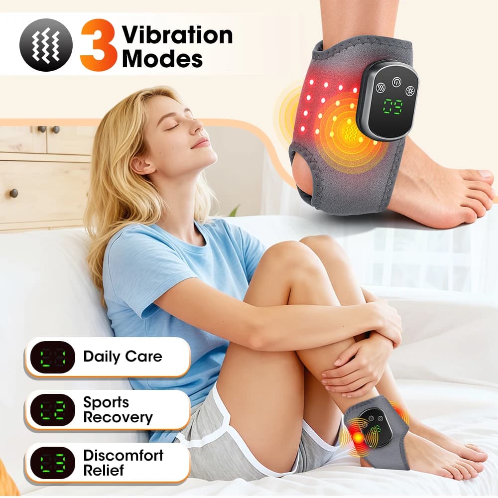 Massaggiatore per Caviglia Senza Fili con Terapia a Luce Rossa, 40 LED, Cuscinetto Riscaldante Wireless 660nm, Tutore Riscaldato per Caviglia