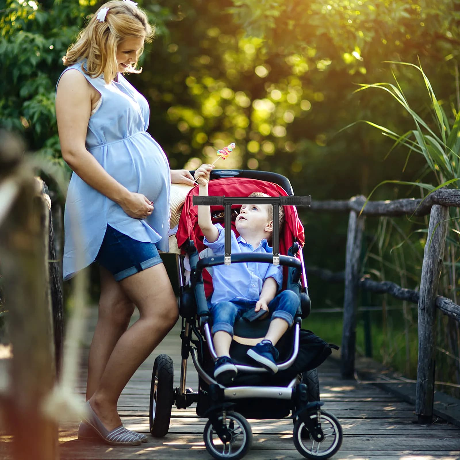 Estensore Universale Regolabile per Maniglia Passeggino in Acciaio Inossidabile, Accessorio per Passeggino con Impugnatura Comoda per Shopping e Passeggiate