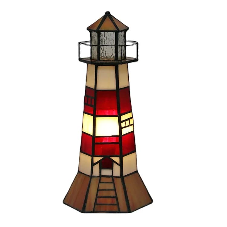 European retro desk lamp, living room study lighthouse shape decorative lamp, new glass desk lamp crossover