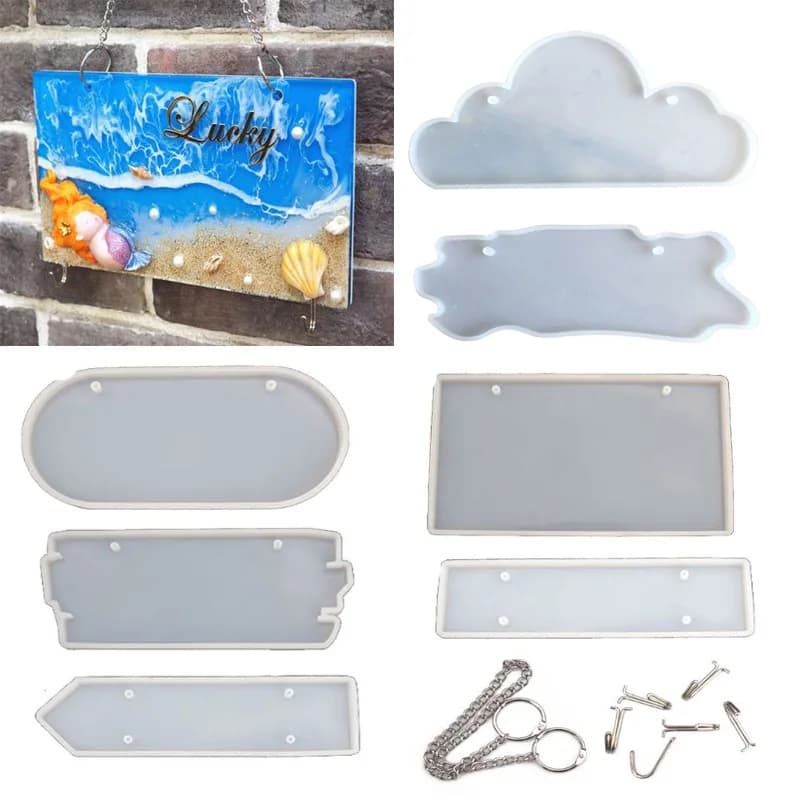 Multi-forma Doorplate stampo in Silicone segni di porta colata stampo in resina segni appesi resina epossidica che fa stampo regalo