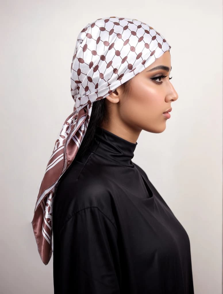 Palestine Printed Silk Scarf 90x90cm, Keffiyeh in Satin, Hijab Women's, Kuffiyeh, Small Square Scarf, Bandana, Sun Protective Hair Band