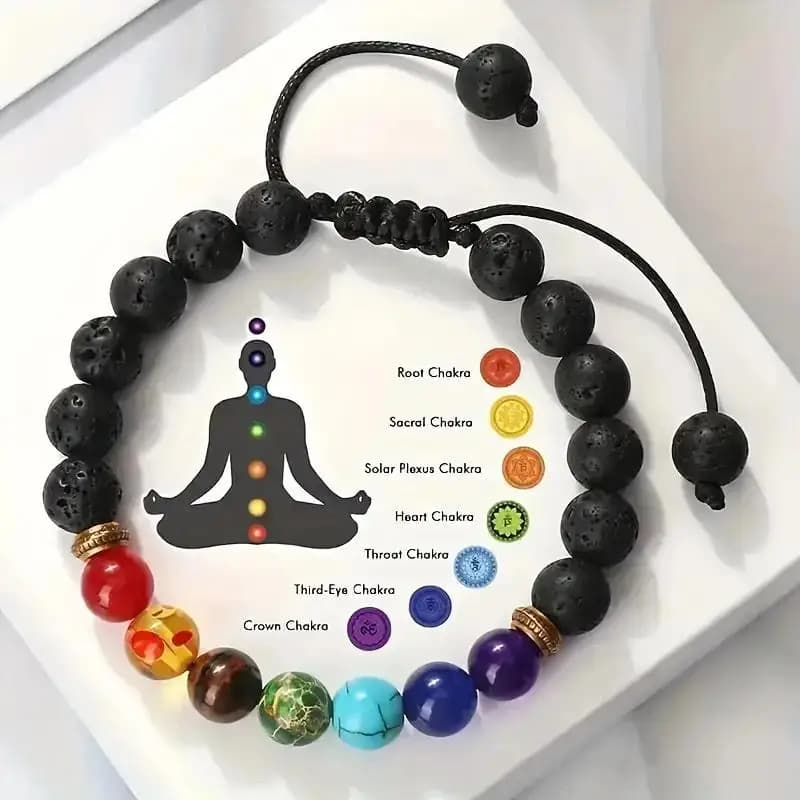 .1Pc Volcanic Stone Beaded Bracelet For Men Women Natural Porous Basalt Lava Rock Beads Colorful Gemstone Handmade Beaded String