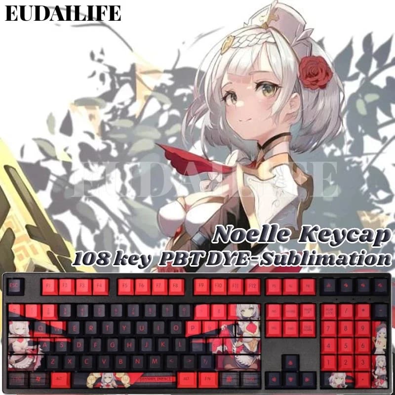 Genshin Impact Noelle 108 tasti PBT sublimazione del colore Cherry Profilo MX Asse trasversale Interruttore Keycap Tastiera meccanica Gioco Otaku Regalo