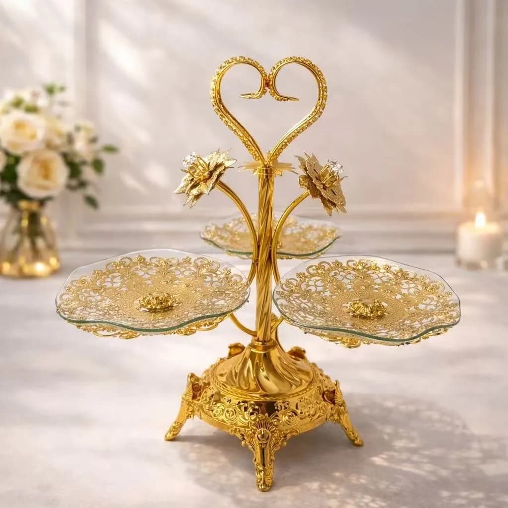Stylish Tiered Round Serving Tray Household Living Room Decor Fruit Dried Food Display Plate