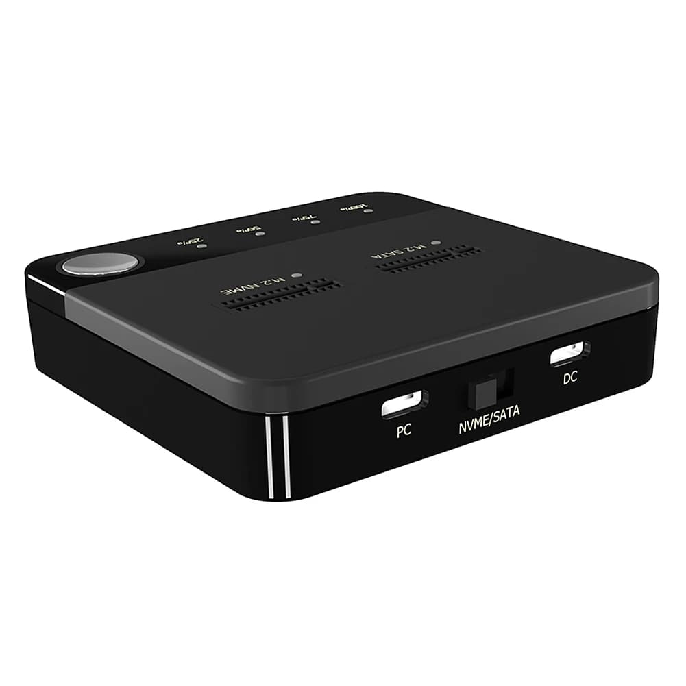 M.2 SATA/NVMe Copiatrice per disco rigido dual-bay Trasmissione dati Docking station Duplicatore Docking station per disco rigido Clone Duplicaotr