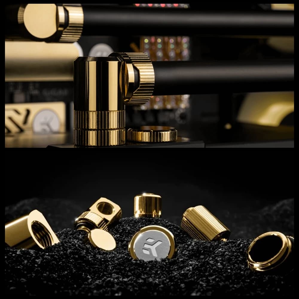 EK-Quantum Torque series adapter fittings, gold. G1/4 thread, pure copper, Static Extenders, Rotary Extenders，PLUGS.