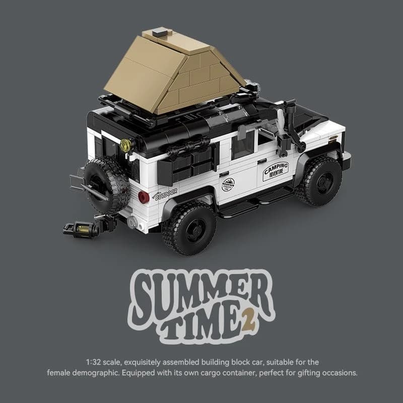 Kit di Montaggio Modellino SUV Fuoristrada da Campeggio con Blocchi da Costruzione, Set Camion Container per Adolescenti e Adulti, Esposizione Domestica, Regalo di Natale