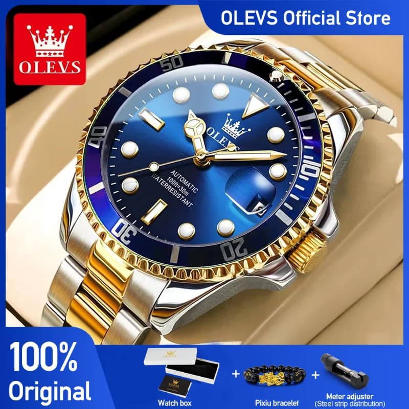 OLEVS Orologi da uomo Orologio meccanico automatico originale di lusso per uomo Impermeabile in acciaio inossidabile con data luminosa Relogio alla moda