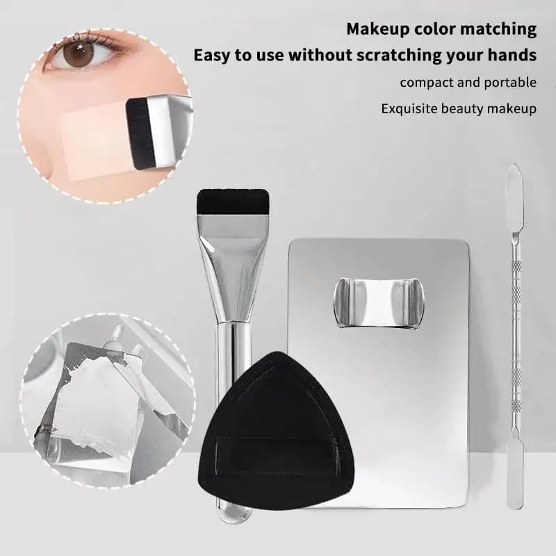 Set di 1/3/4 applicatori per polvere e vassoio per miscelazione, ideale per l'applicazione di fondotinta liquido con pennelli cosmetici