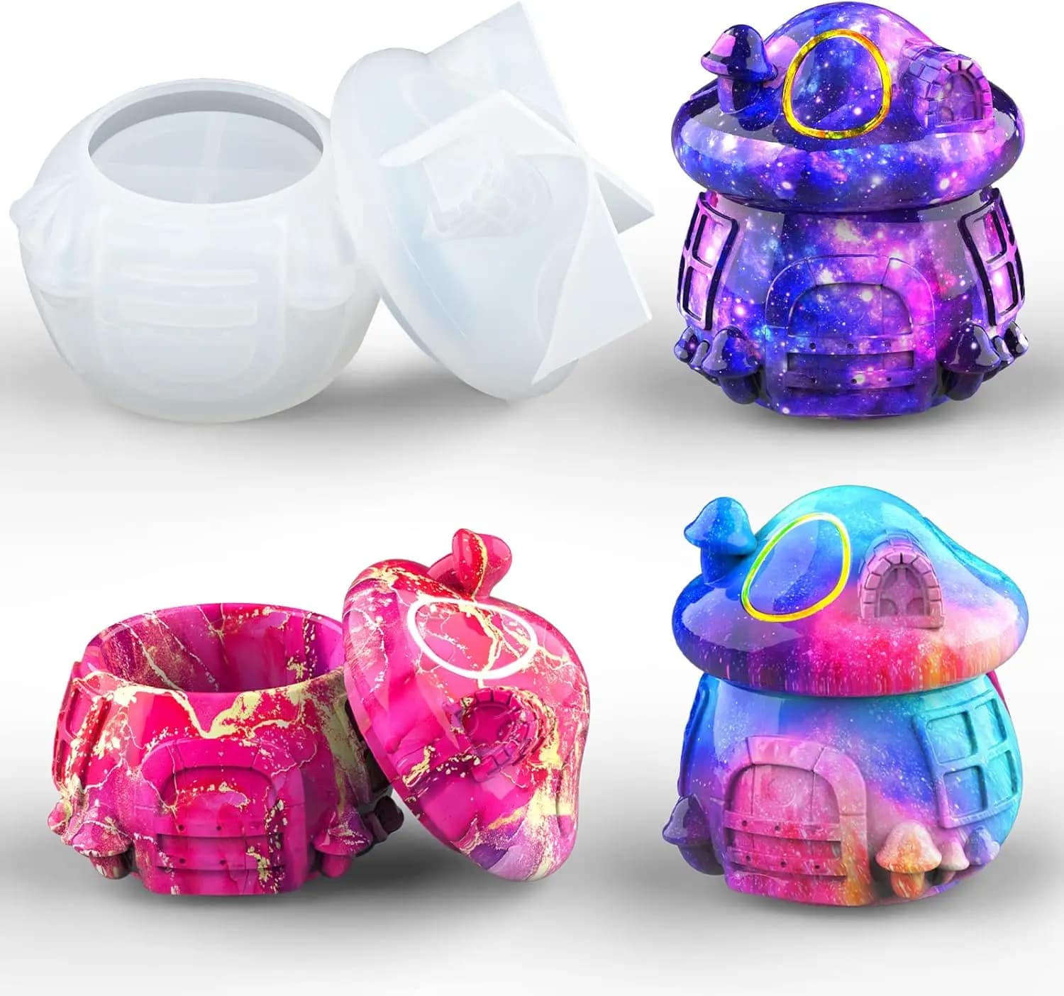 Mushroom House Silicone Mold Mushroom Jar Mold DIY Candle Cup Gypsum Epoxy Resin Jewelry Box Mould Home Decor Ornament
