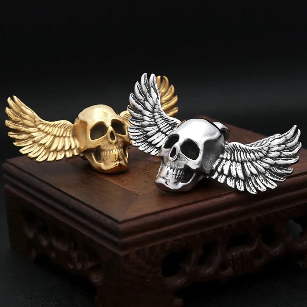 Skull Wing Stainless Steel Pendant Necklace Vintage Gold Silver Gothic Punk Biker Unisex Neck Jewelry Holiday Party Gift