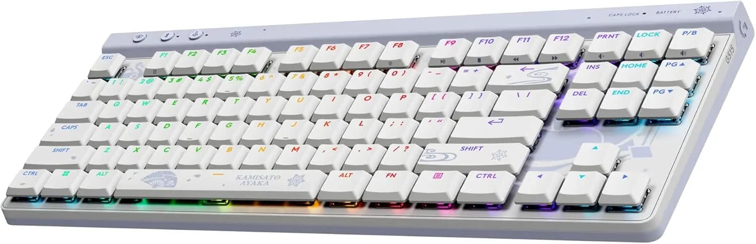 Tastiera da gioco wireless TKL, profilo basso, edizione speciale Kamisato Ayaka, illuminazione RGB, design sottile, tasti PBT