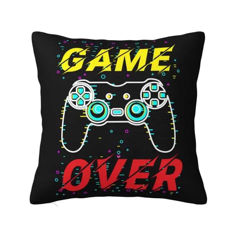 Gaming Gamer Game Over Fodera per cuscino Morbido controller per videogiochi Regalo Federa per cuscino Federa quadrata Decorazione del soggiorno