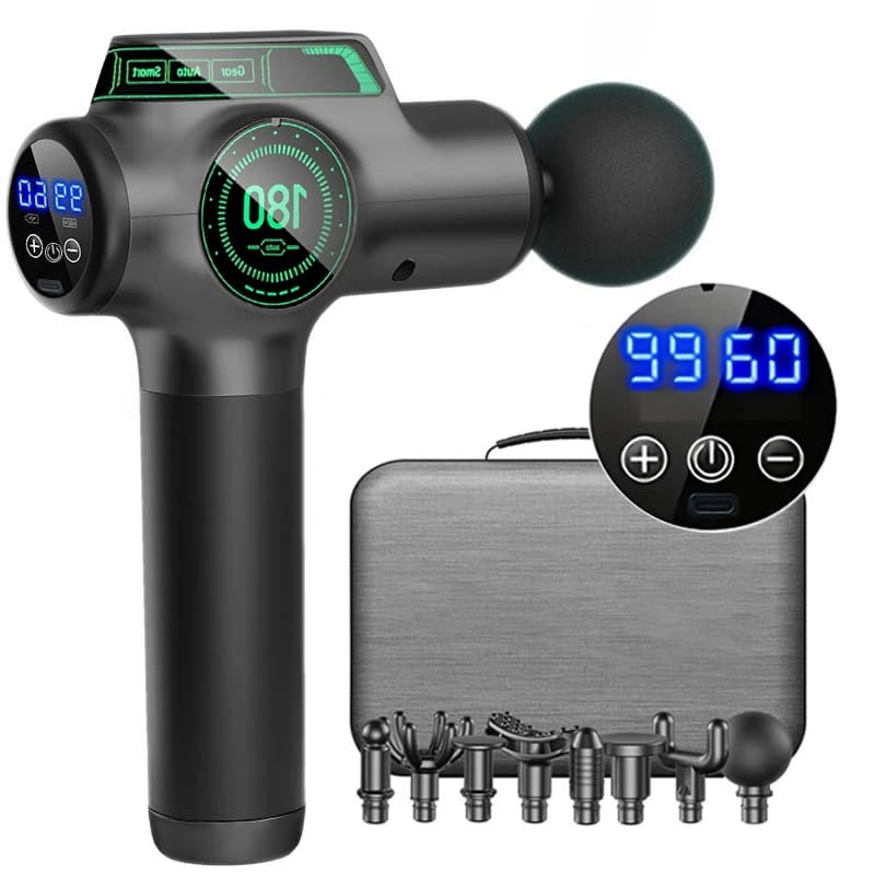Pistola per Massaggio Multifunzionale con 8 Accessori, Massaggiatore per Rilassamento Muscolare di Collo e Corpo per Casa, Palestra e Fitness