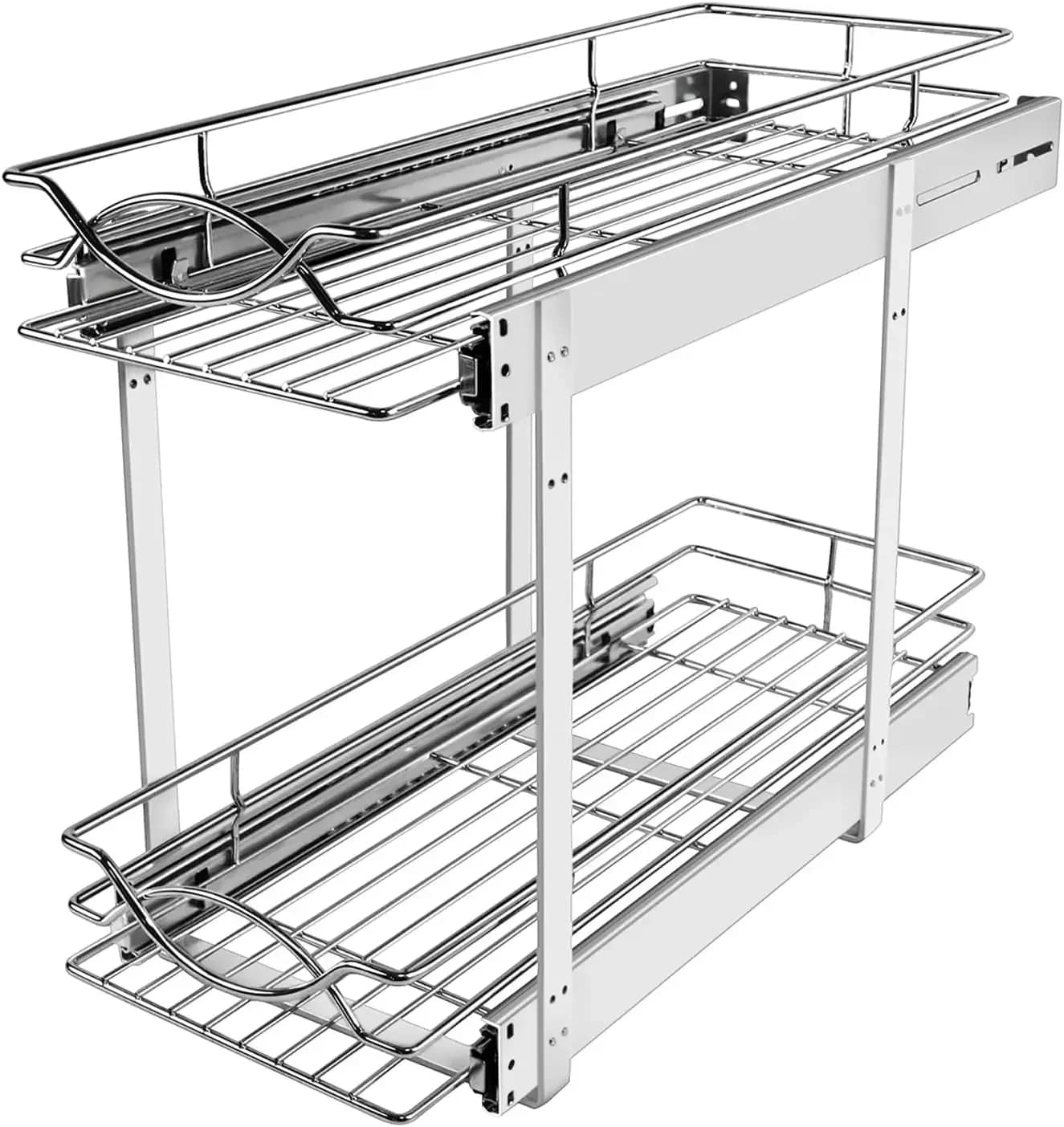 Pull Out Cabinet Organizer 9"W 21"D 2-Tier Slide Out Storage Shelf