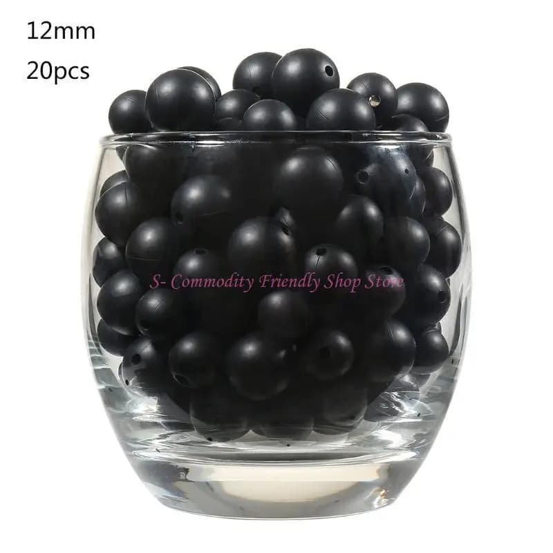 85AE 12mm Silicone Beads DIY Pacifier Clip 20pcs Safe Teether Round Baby Teething Beads
