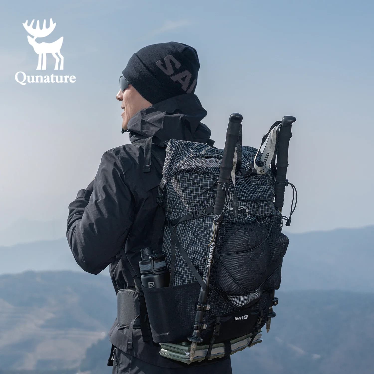 Qunature Lightweight Backpack 35L Waterproof Hiking Backpack Men Women Outdoor Breathable Camping Cycling Travel Hydration Pack