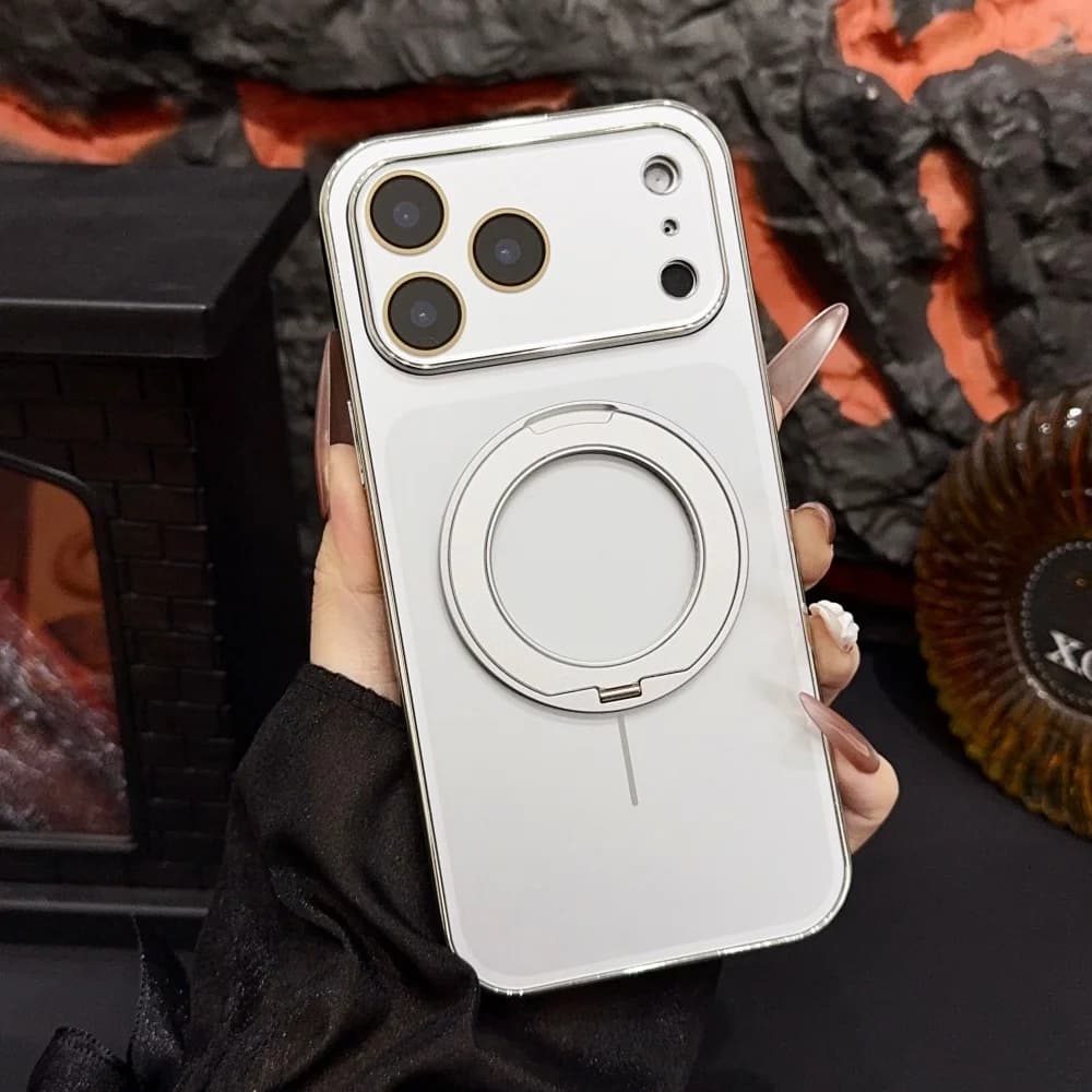 Magnetic Ring Rotating Fold Stand Phone Case For iPhone 17 16 15 14 13 12 ProMax 17 16 Pro for Magsafe Lens Film Protector Cover
