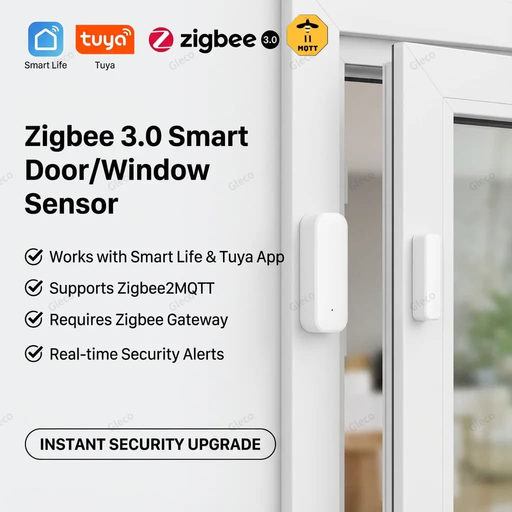 Sensore Zigbee per Porte e Finestre Tuya Smart Home, Rilevatore Wireless di Contatto Apertura/Chiusura per Finestre, Armadietti, Cassetti Z2M