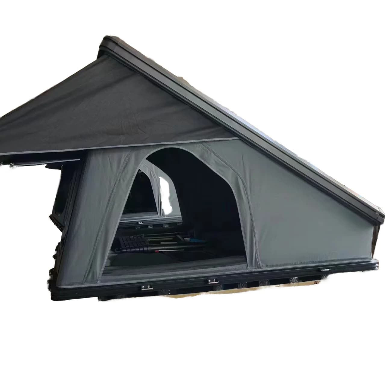 Tipo di rinforzo dritto per tenda sul tetto con guscio rigido nero personalizzato per 3-4 persone per design a conchiglia all'ingrosso da campeggio per auto SUV