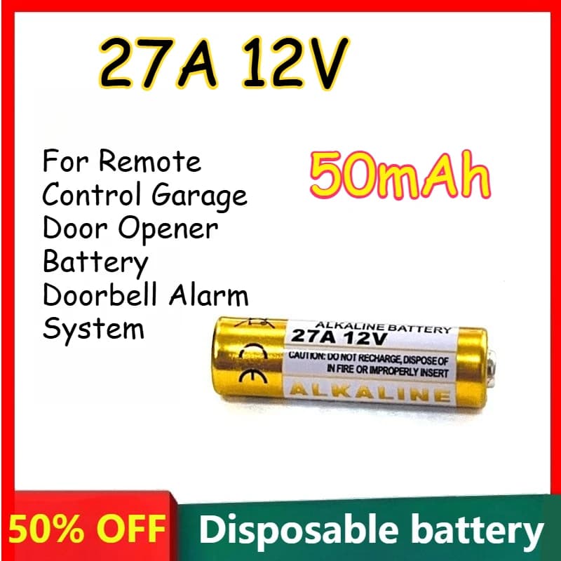 Batteria alcalina 27A 12V per telecomando Apriporta garage Sistema di allarme campanello Batterie a secco primarie