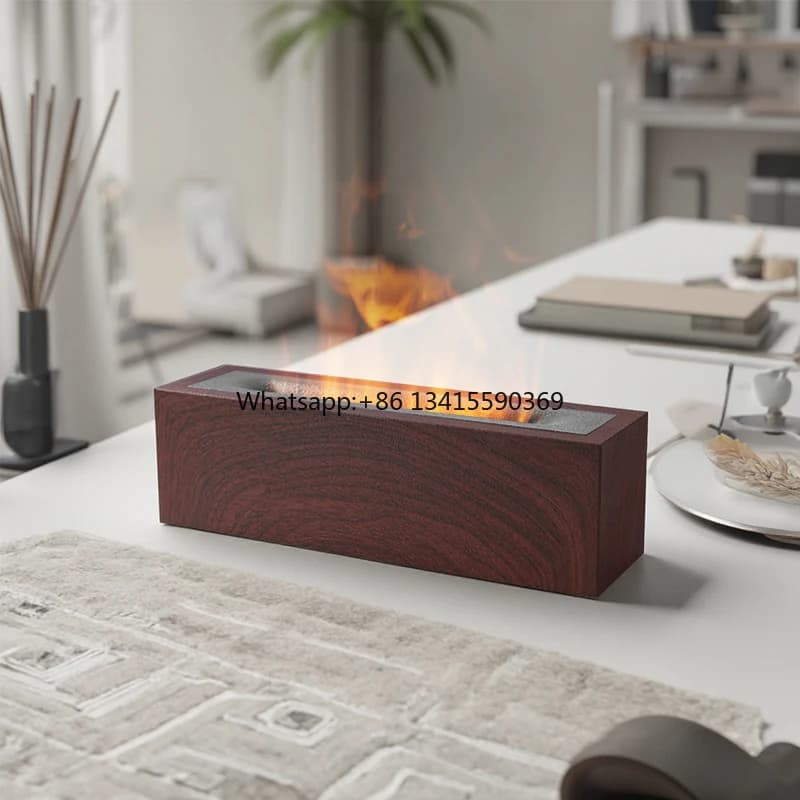 Diffusore di oli essenziali di fuoco con venature del legno da tavolo da 200 ml Umidificatore ad ultrasuoni Diffusore di aromi di fiamma per uso domestico