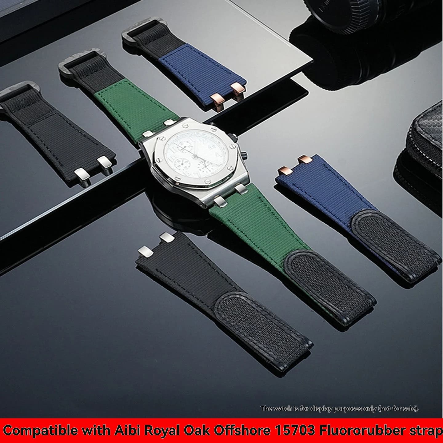 For AP Apsi 15703, 15710 Royal Oak 26470, 26320 Velcro fluorosilicone watch strap