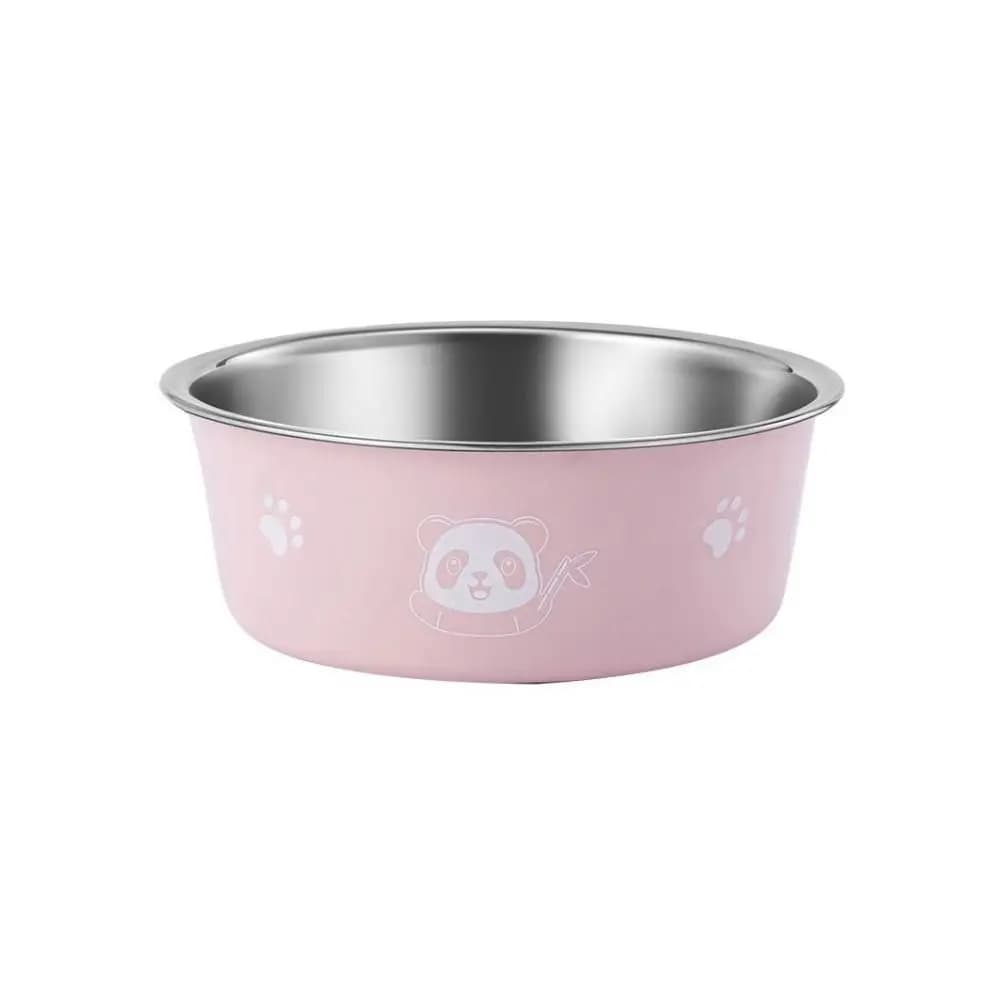 Cartoon Stainless Steel Dog Bowl Non-slip Panda Pattern Pet Food Drinking Tray Anti rollover Pet Feeding Bowl Cat Feeding Bowl