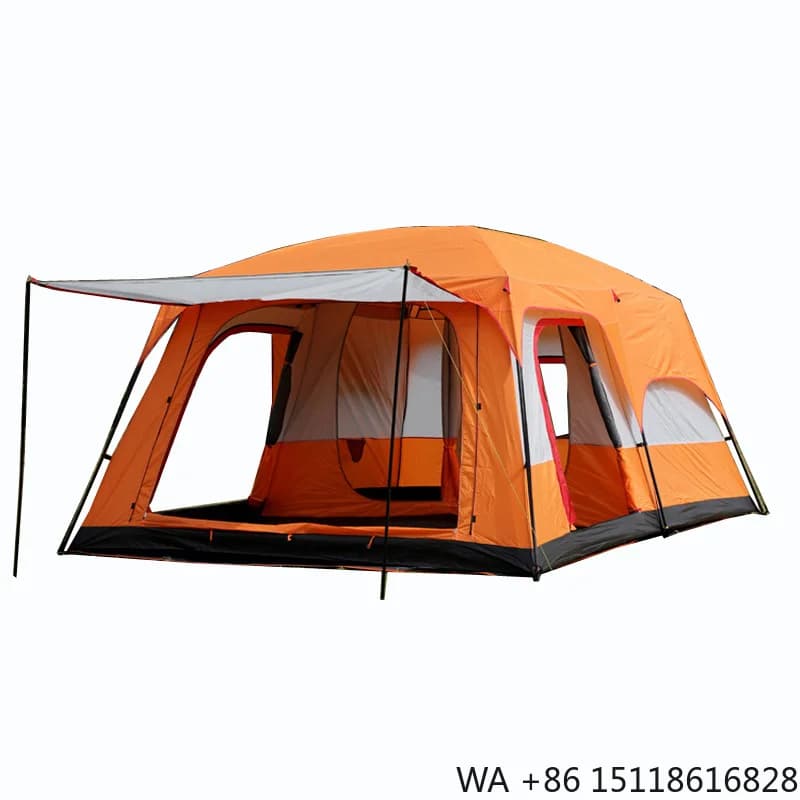 Outdoor Camping Tent with Two Bedrooms Oxford Waterproof Four-Season Extra Large Space 8-12 Persons Family Tent
