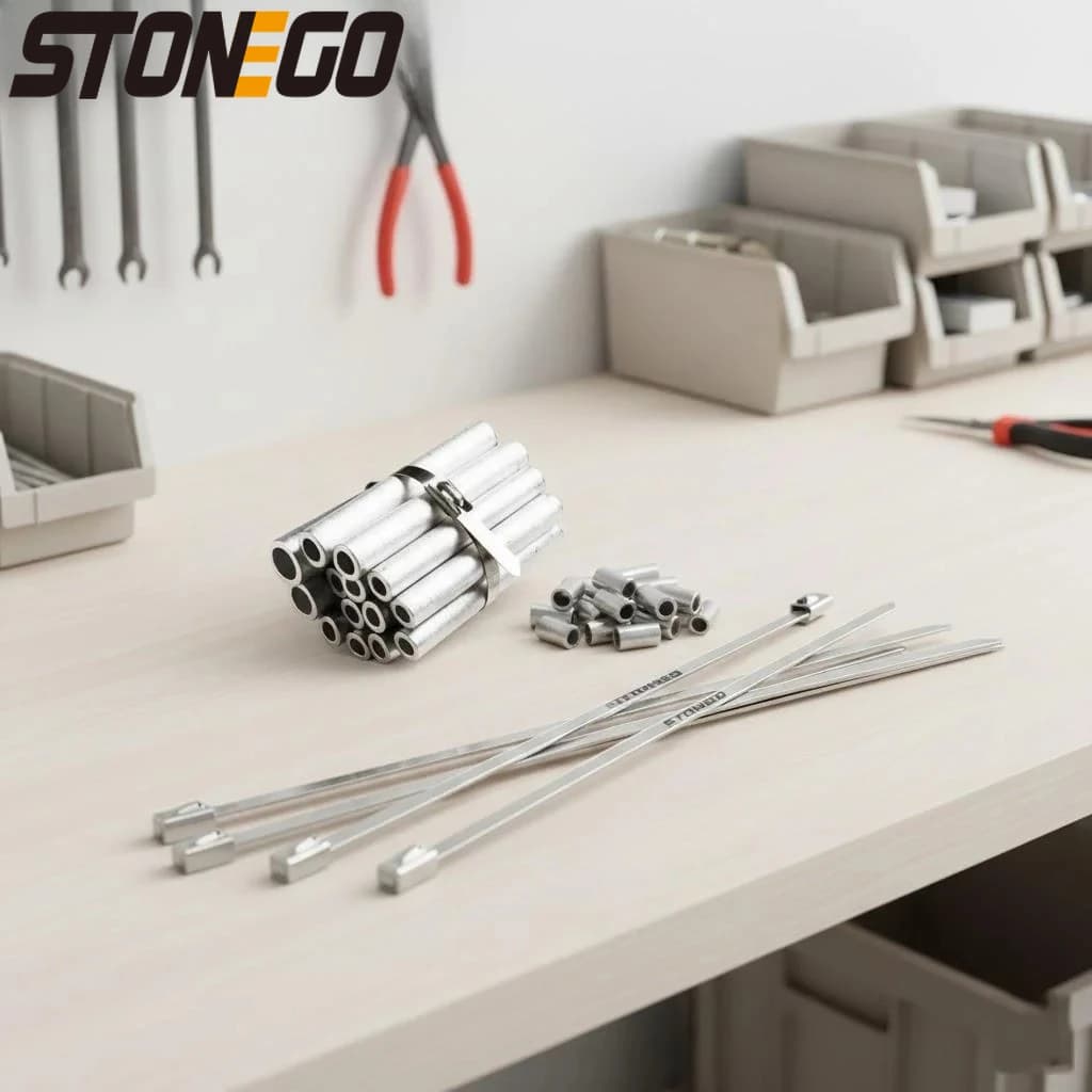 100pcs Stainless Steel Cable Ties 304 Heavy Duty High Temperature Resistant Self Locking Marine Zip Ties for Wiring and Bundling