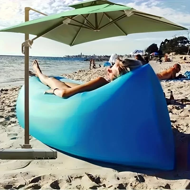 Portable Foldable Single Air Sofa Quick Inflatable Sofa Outdoor Sofa No Air Pump Request Beach Sleeping Bag picnic partner camping
