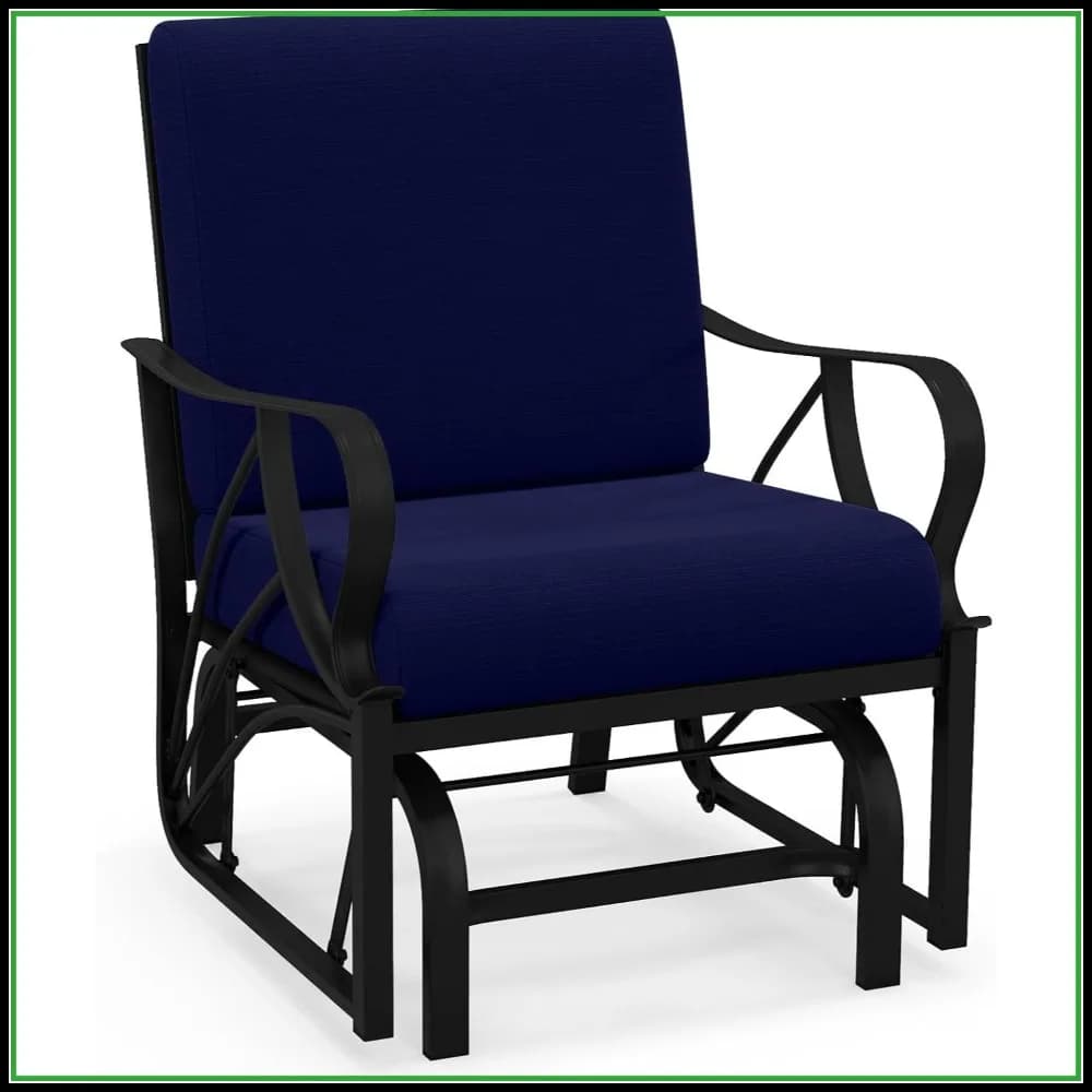 Sedia a dondolo da giardino con cuscino spesso, struttura in metallo robusta, design ergonomico per giardino, cortile, portico, blu navy