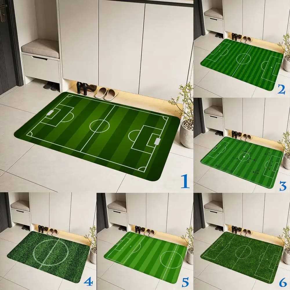 Tappeto da bagno a tema calcio, antiscivolo, assorbente, a striscia lunga, tappeto per camera da letto, zerbino di benvenuto