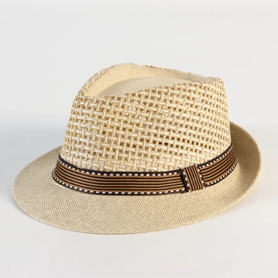 Straw Hats Fedora Hat Panama Caps Derby Trilby Hat Summer Straw Sun Hats Adult Men Cap Mens Bowler Breathable Sunhat Beach Caps