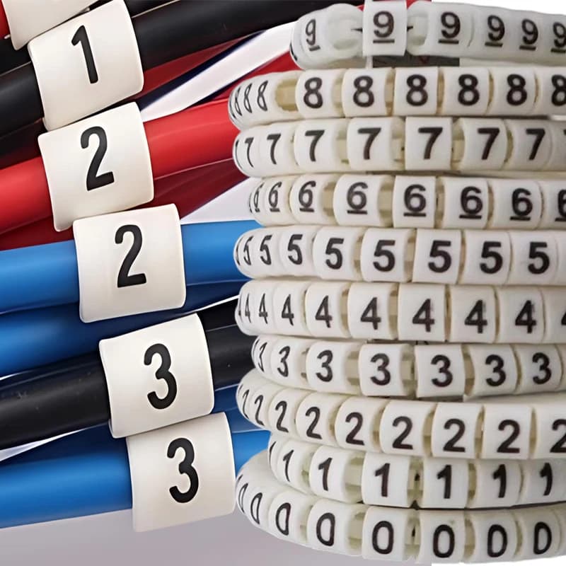 Etichette Termorestringenti in Plastica per Cavi, Numeri da 0 a 9, Etichette Isolanti in PVC per Gestione Cavi Elettrici