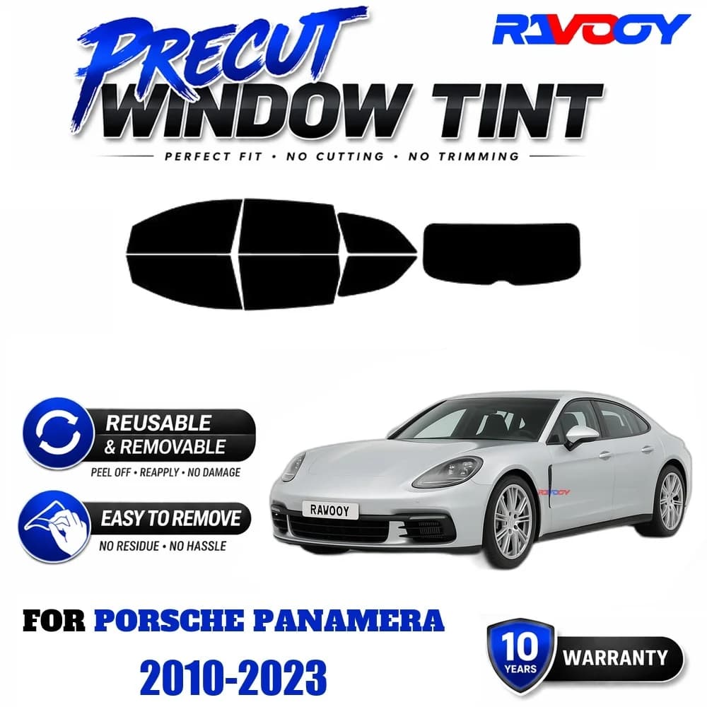 RAVOOY Precut Window Tint, Reusable Removable EPU Film, Custom Fit for Porsche Panamera 2010-2023, UV Heat Protection