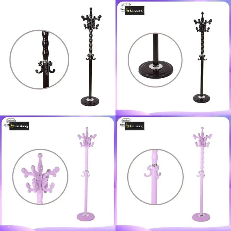 Coat Rack Stand Free Standing Hall Tree with Hooks Hat Coat Hanger Organizer Heavy Duty Metal Clothes Rack for Entryway
