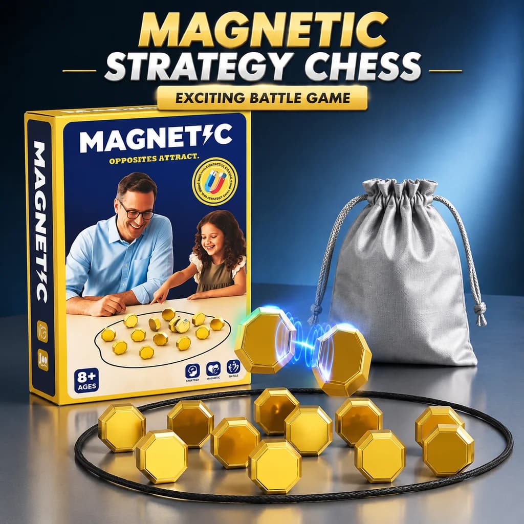 Magnetic Chess Battle Strategy Board Game with 20 Magnetic Stones Rope and Storage Bag for Kids Adults