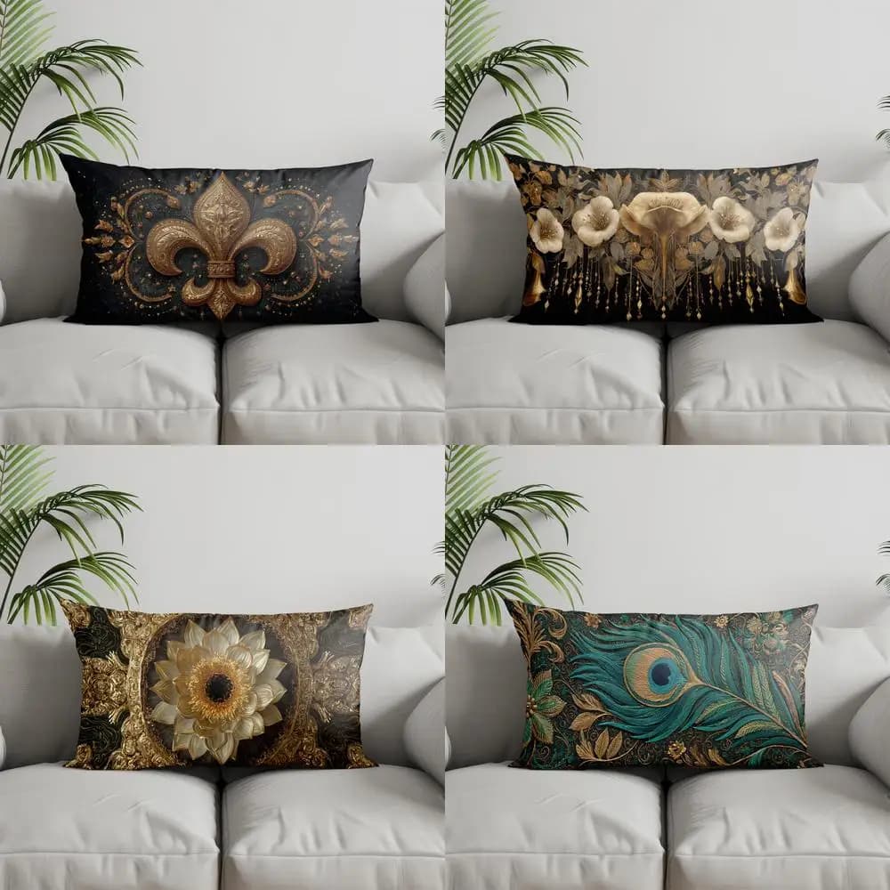 Beautiful pillow with floral pattern of lis suitable for sofa bed cushion for auto cushion for rectangular backrest