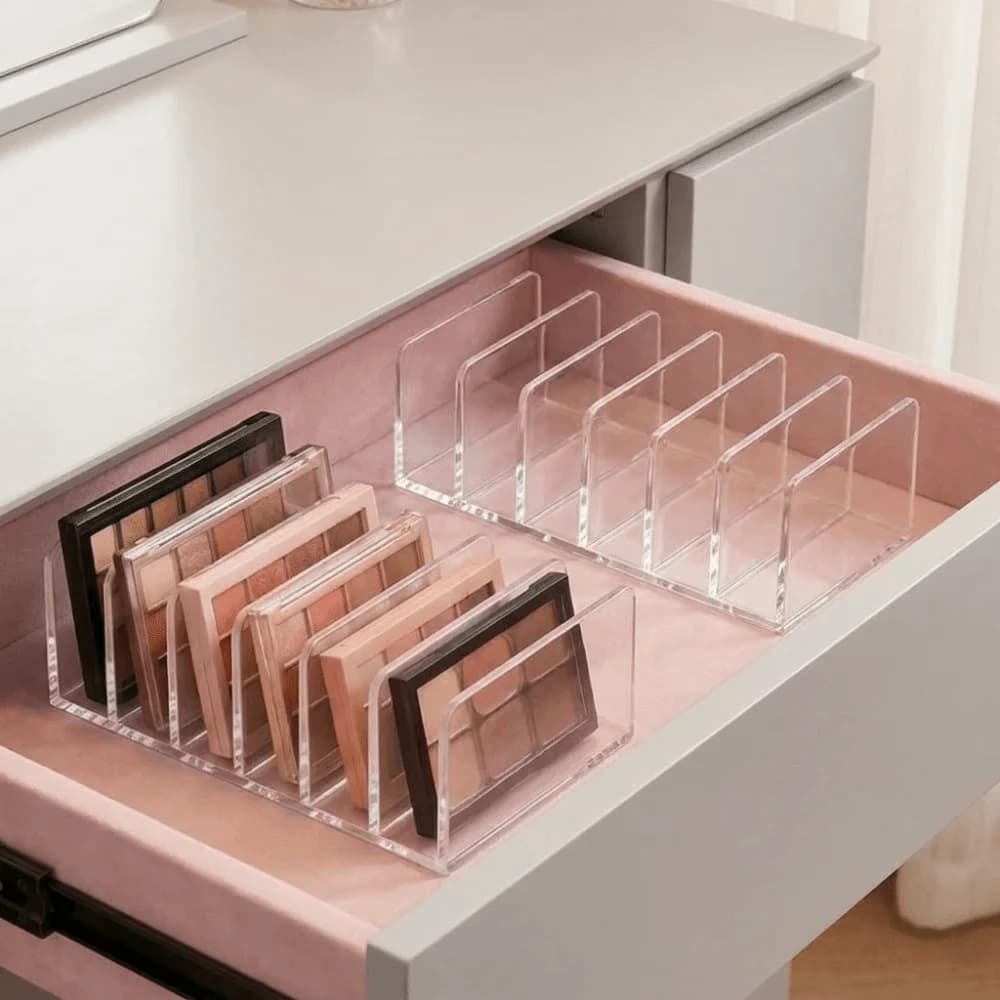 2PCS Acrylic 6 Grids Cosmetics Storage Rack Transparent Space Saving Eye Shadow Plate Storage Box Large Capacity